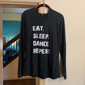 M charcoal grey custom made light graphic t shirt hoodie long sleeve top